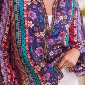 Johnny Was Cruz Tamisha silk nwot large fabulous blouse top